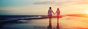 beach walk with couple